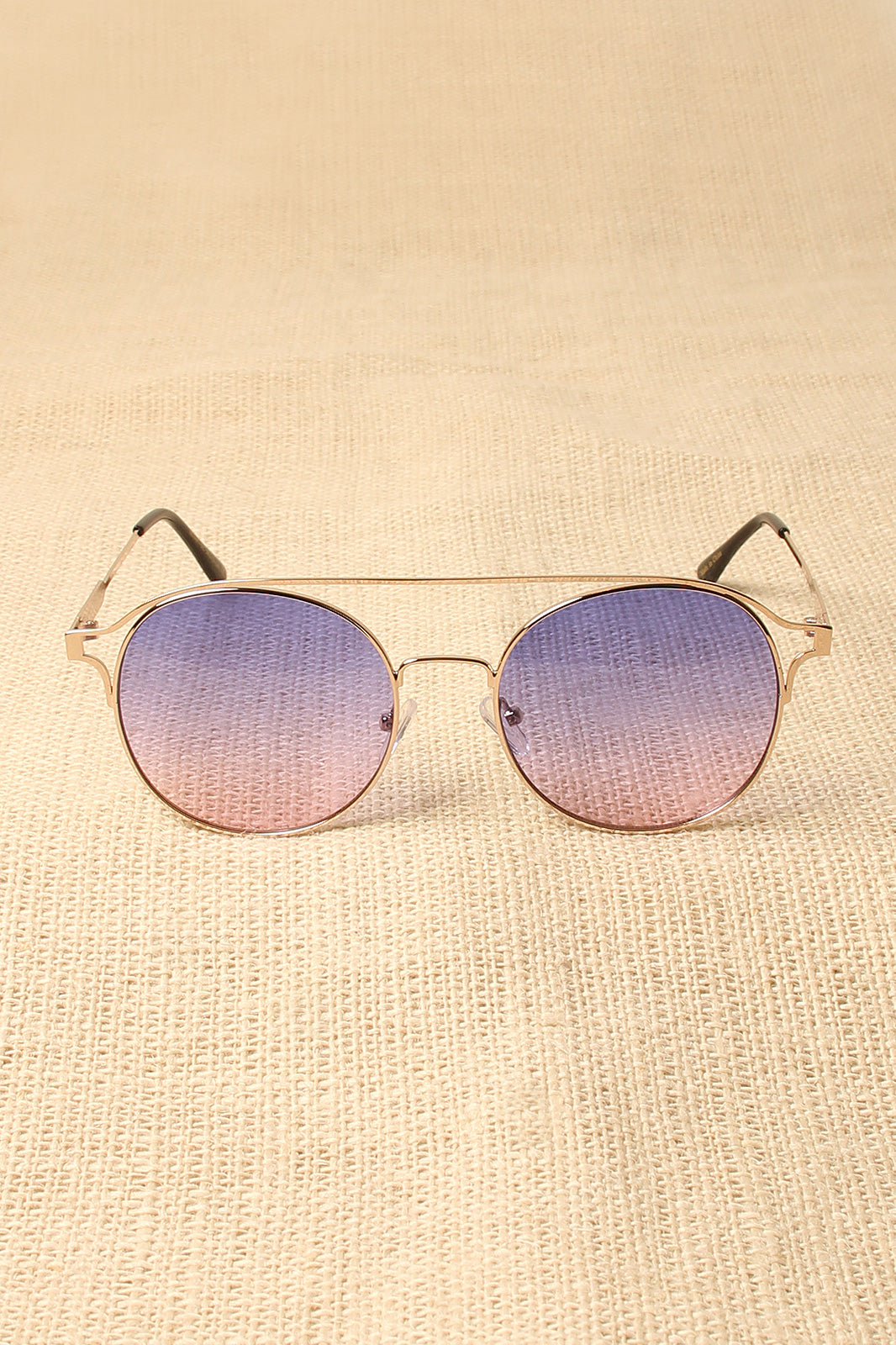 Ombre Brow-Bar Round Sunglasses - YuppyCollections