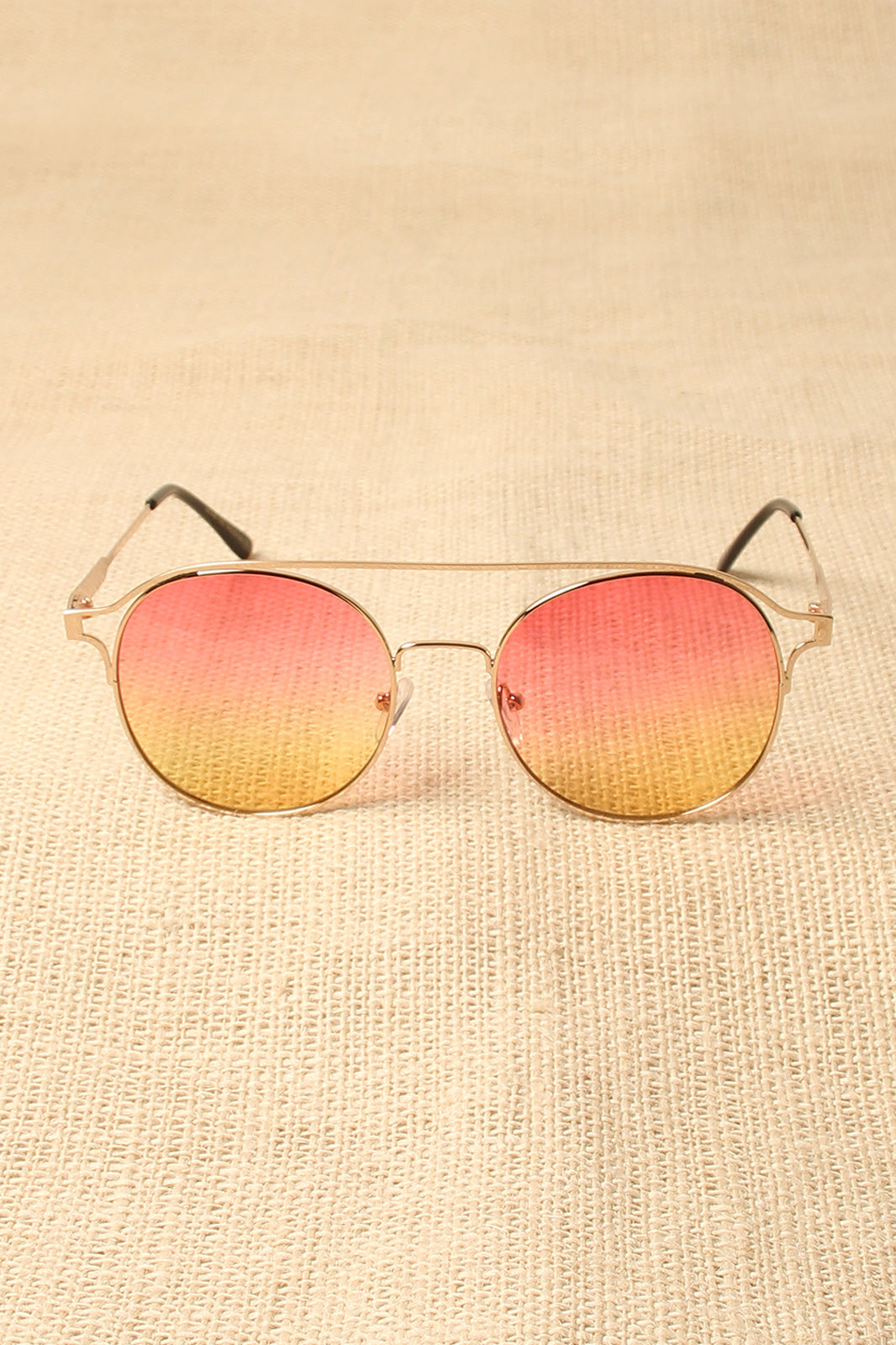 Ombre Brow-Bar Round Sunglasses - YuppyCollections