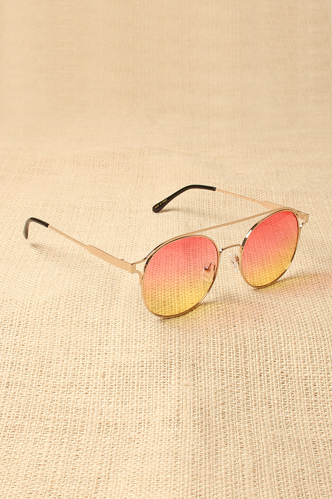 Ombre Brow-Bar Round Sunglasses - YuppyCollections