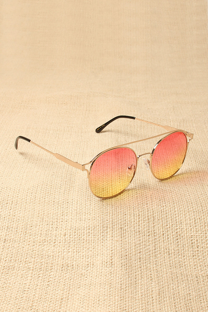 Ombre Brow-Bar Round Sunglasses - YuppyCollections