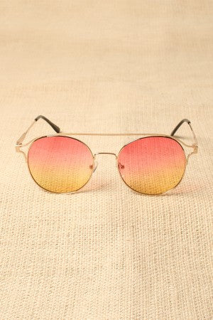 Ombre Brow-Bar Round Sunglasses - YuppyCollections