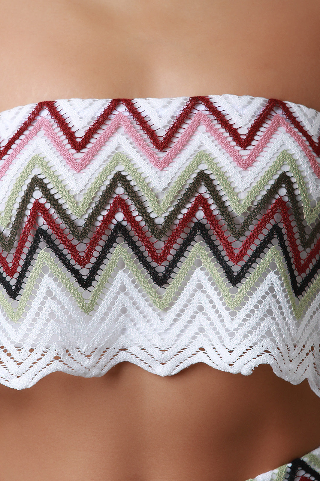 Chevron Crochet Crop Top with Wide Leg Pants - YuppyCollections