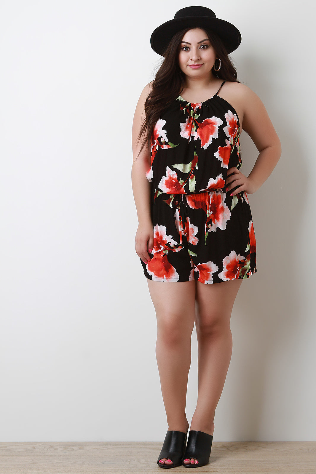 Floral Print Sleeveless Romper - YuppyCollections