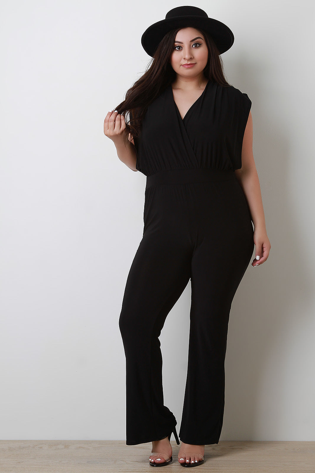 Stretchy Surplice Back Tie Jumpsuit - YuppyCollections