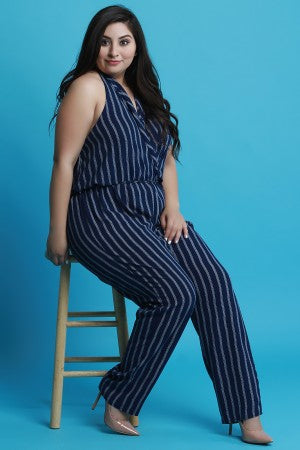 Striped Halter Waist Sash Jumpsuit - YuppyCollections