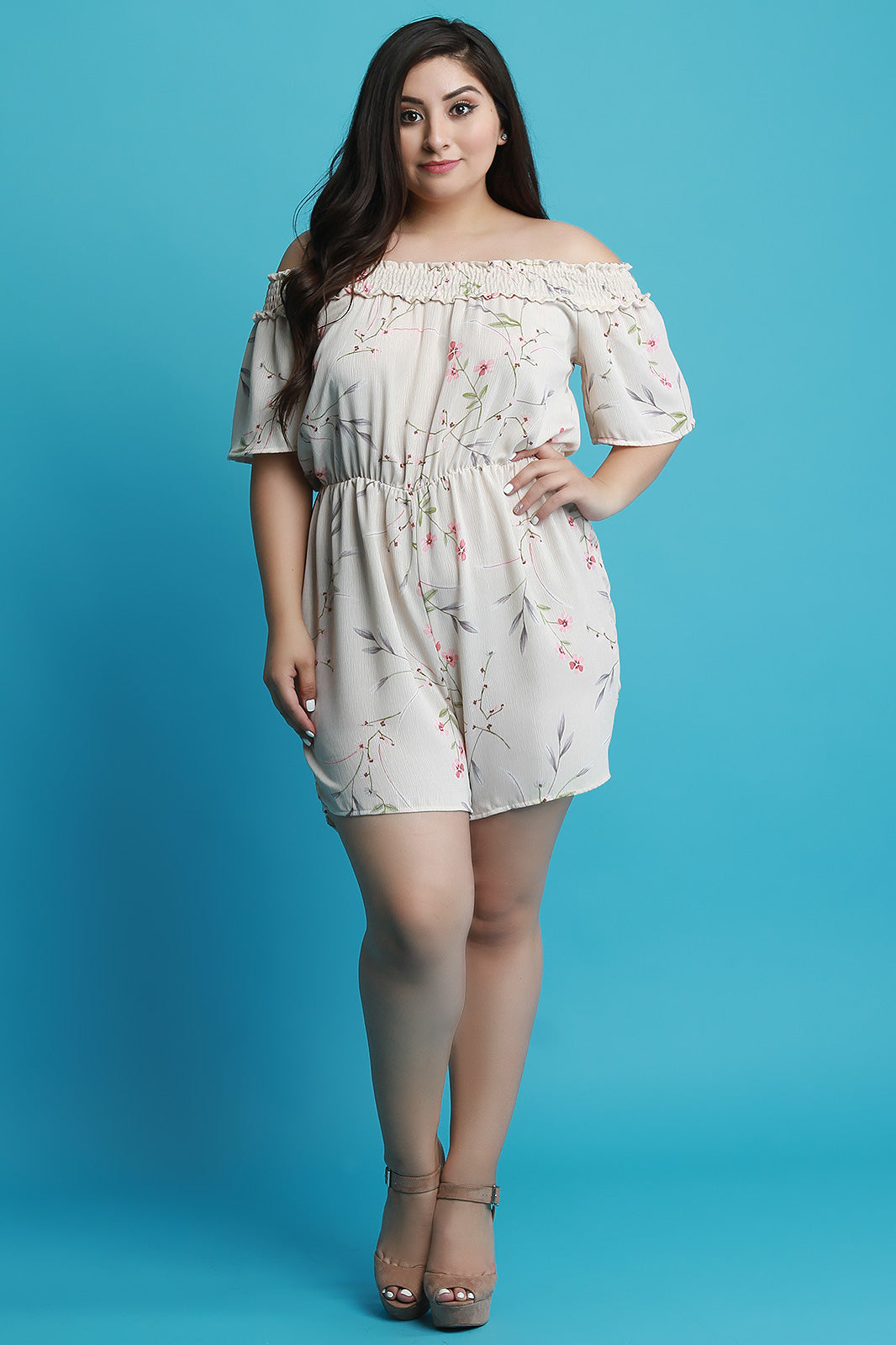 Smocked Off The Shoulder Floral Romper - YuppyCollections