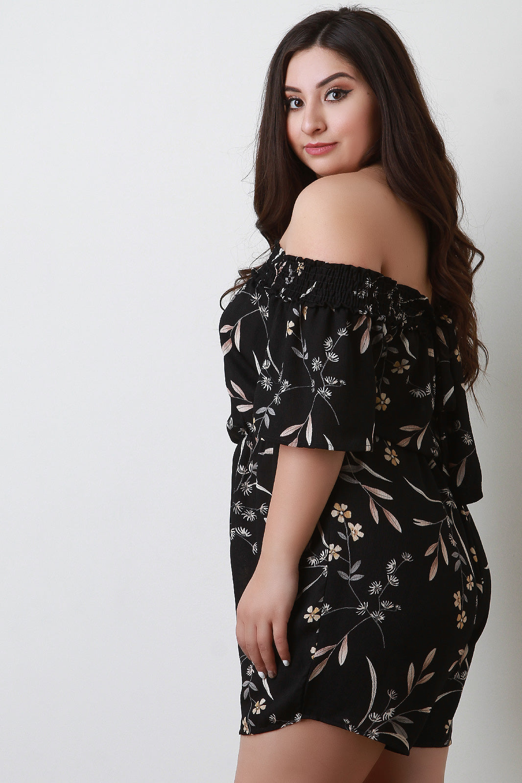 Smocked Off The Shoulder Floral Romper - YuppyCollections