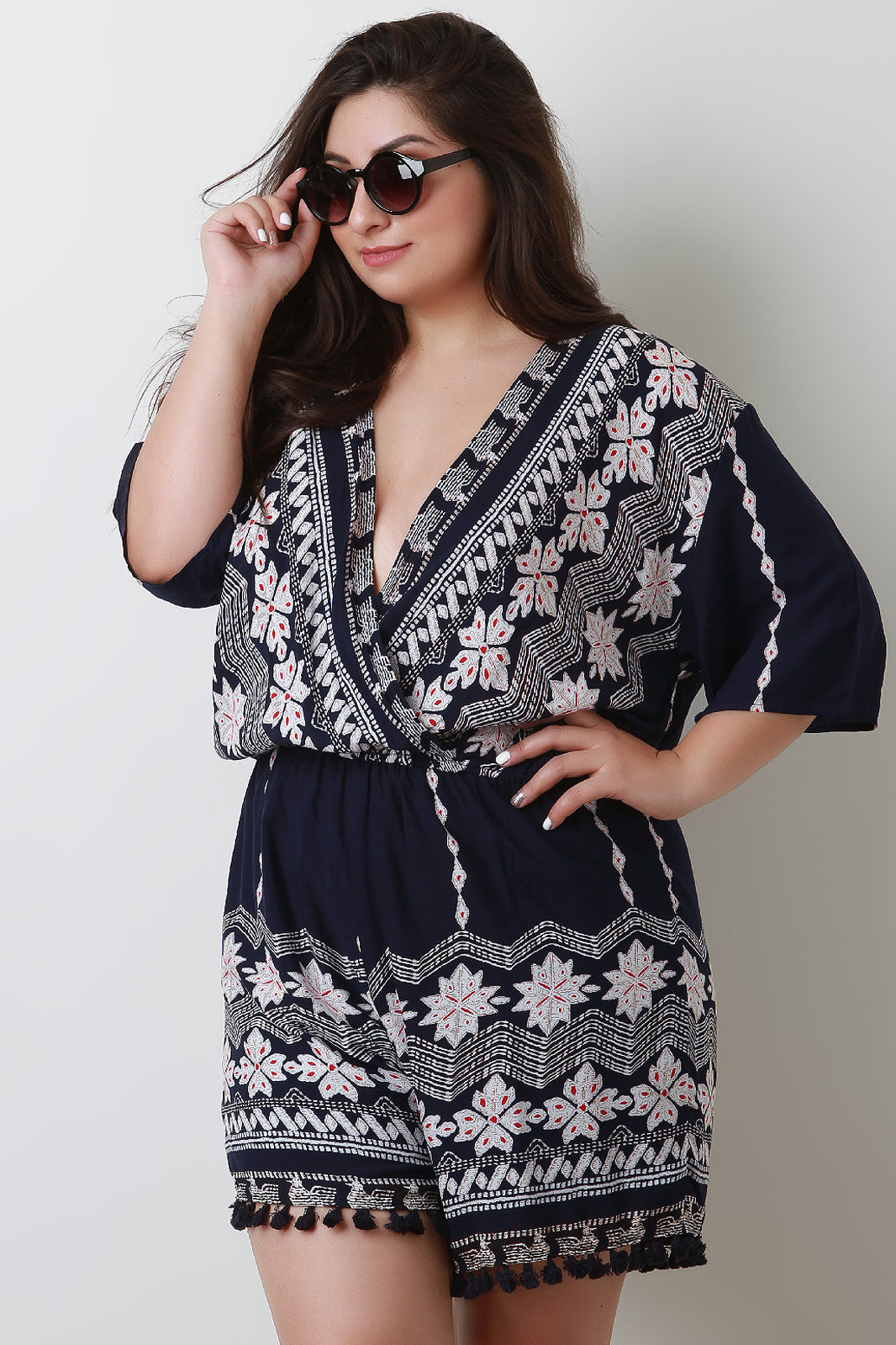 Plunging Neck Bohemian Romper - YuppyCollections