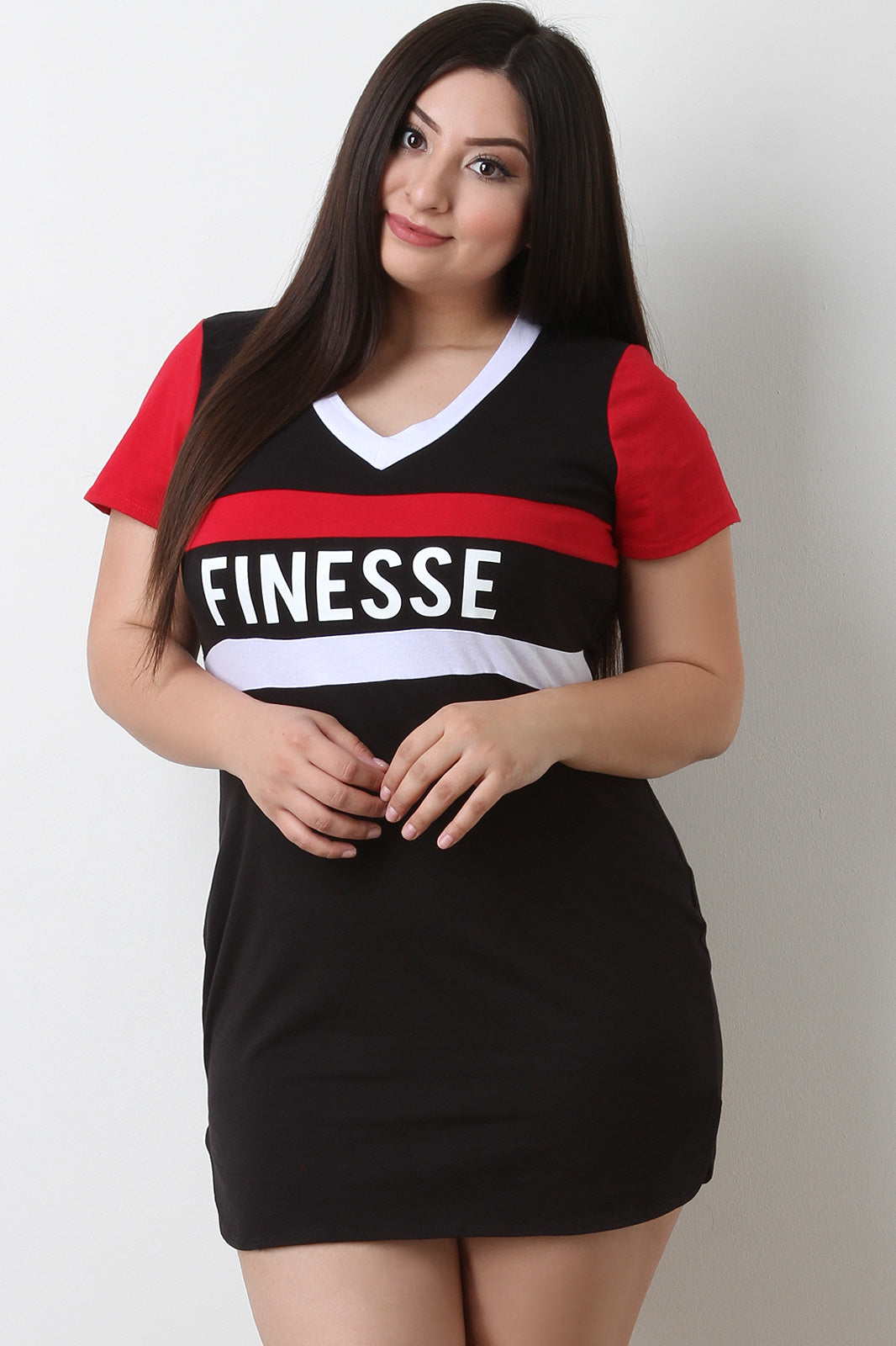 Finesse Colorblock V-Neck Mini Dress - YuppyCollections