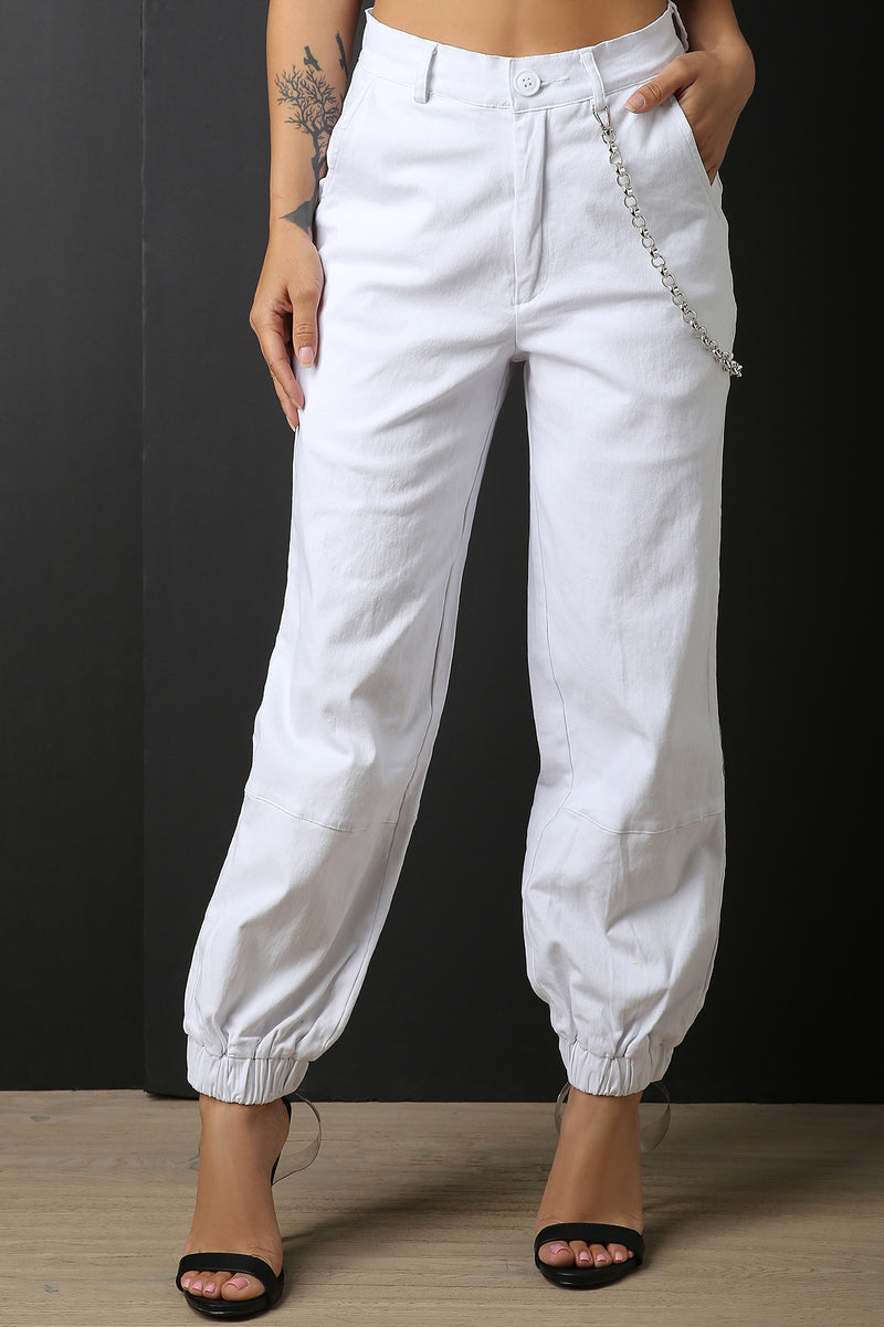 High Waisted Side Chain Cargo Pants - YuppyCollections