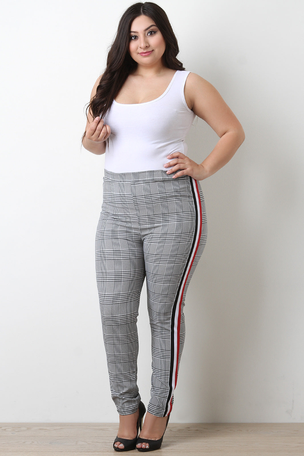 Striped Sides Glen Plaid Tailor Pants - YuppyCollections