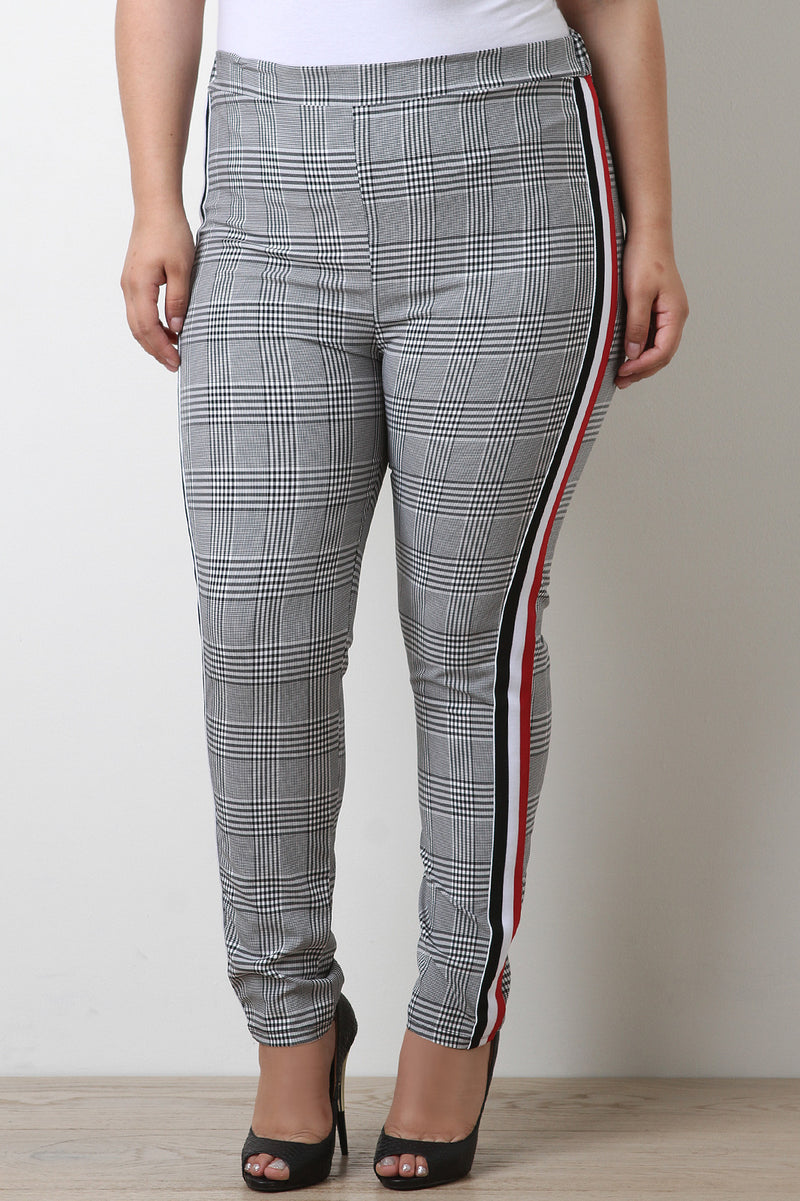 Striped Sides Glen Plaid Tailor Pants - YuppyCollections