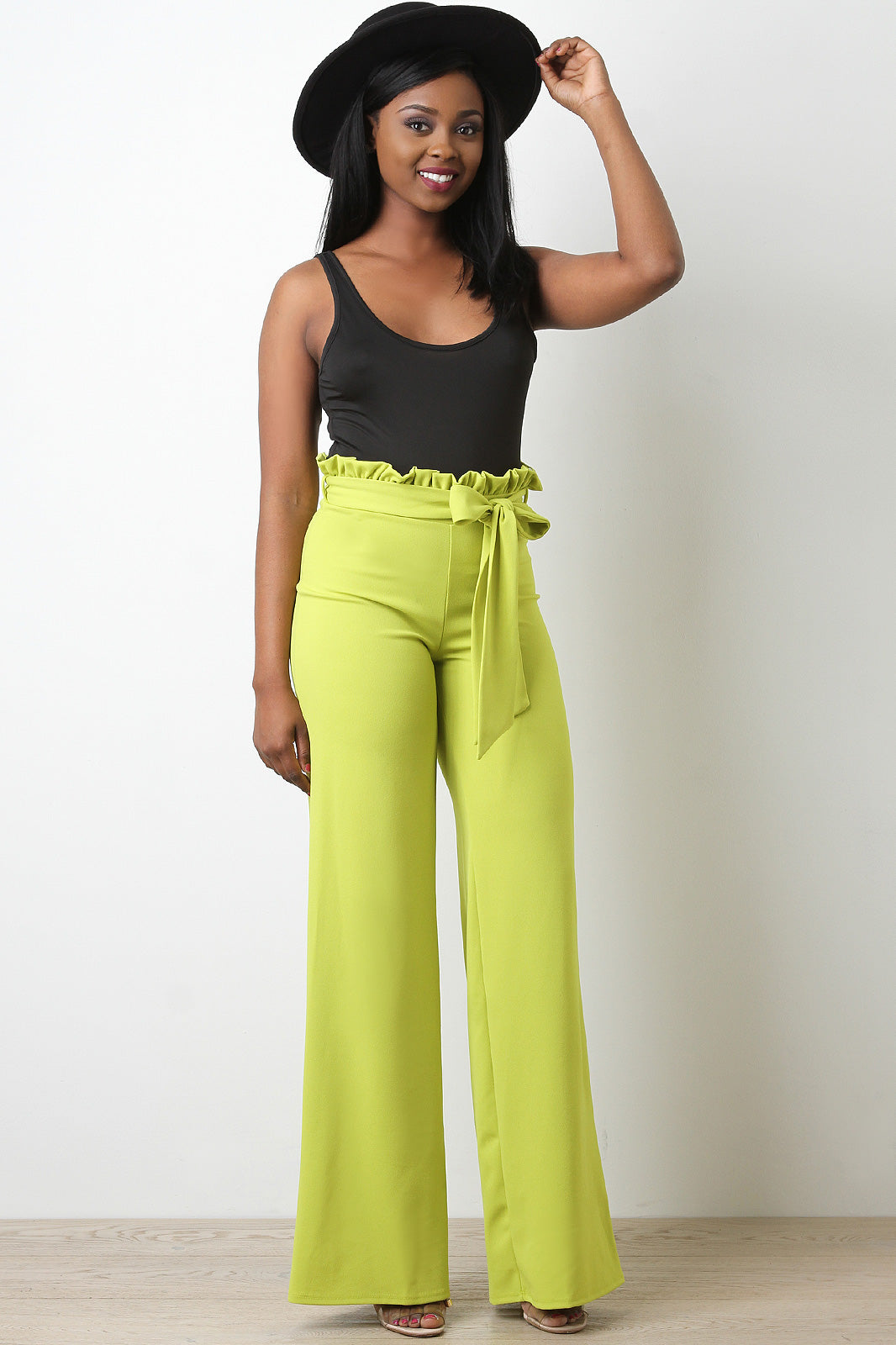 Paperbag Waist Palazzo Pants - YuppyCollections