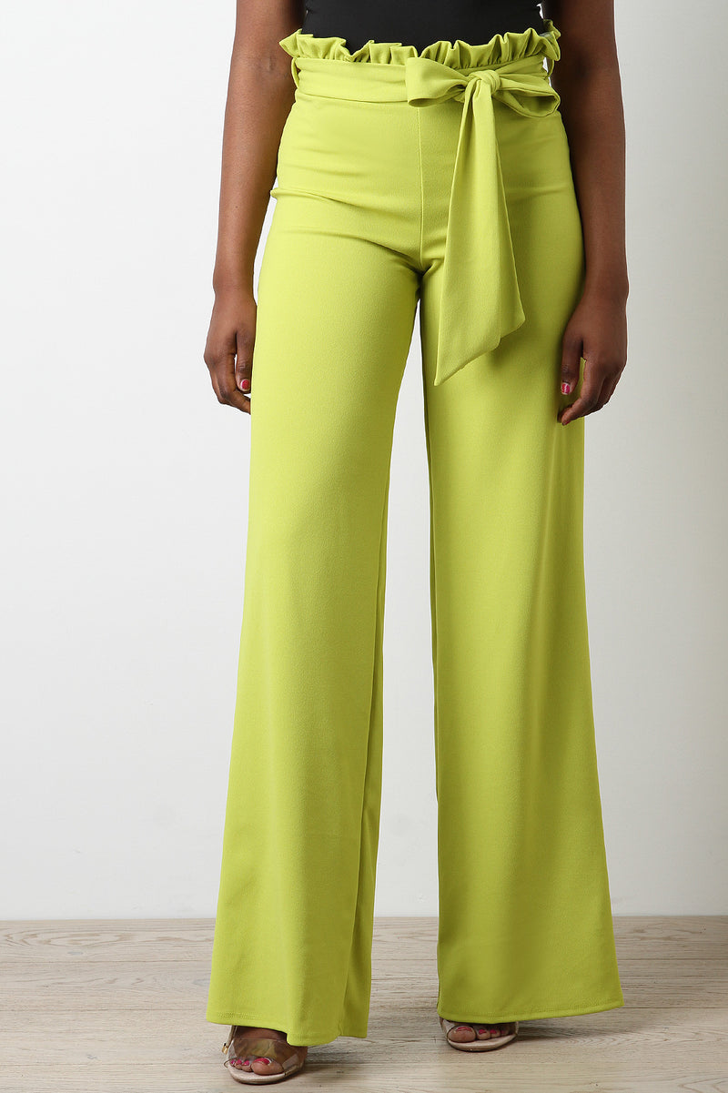 Paperbag Waist Palazzo Pants - YuppyCollections