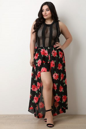 Floral Print Maxi Skort - YuppyCollections