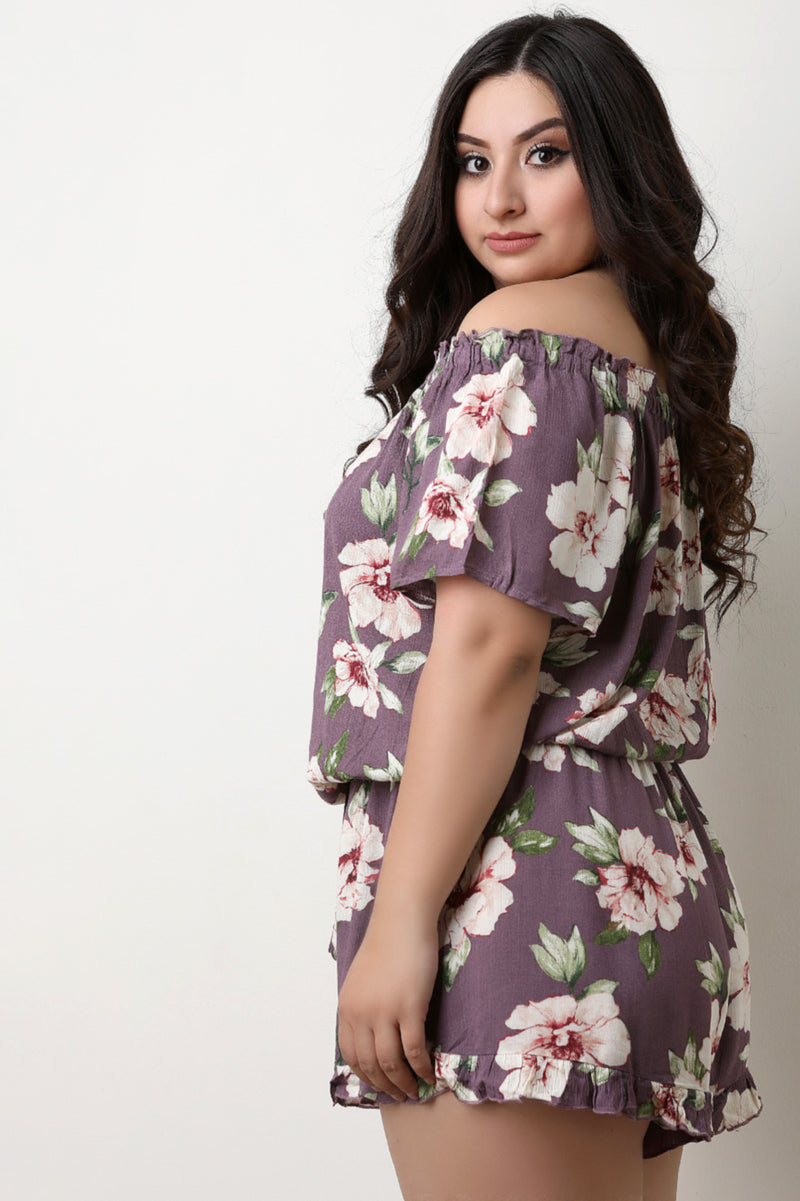 Off the Shoulder Floral Romper - YuppyCollections