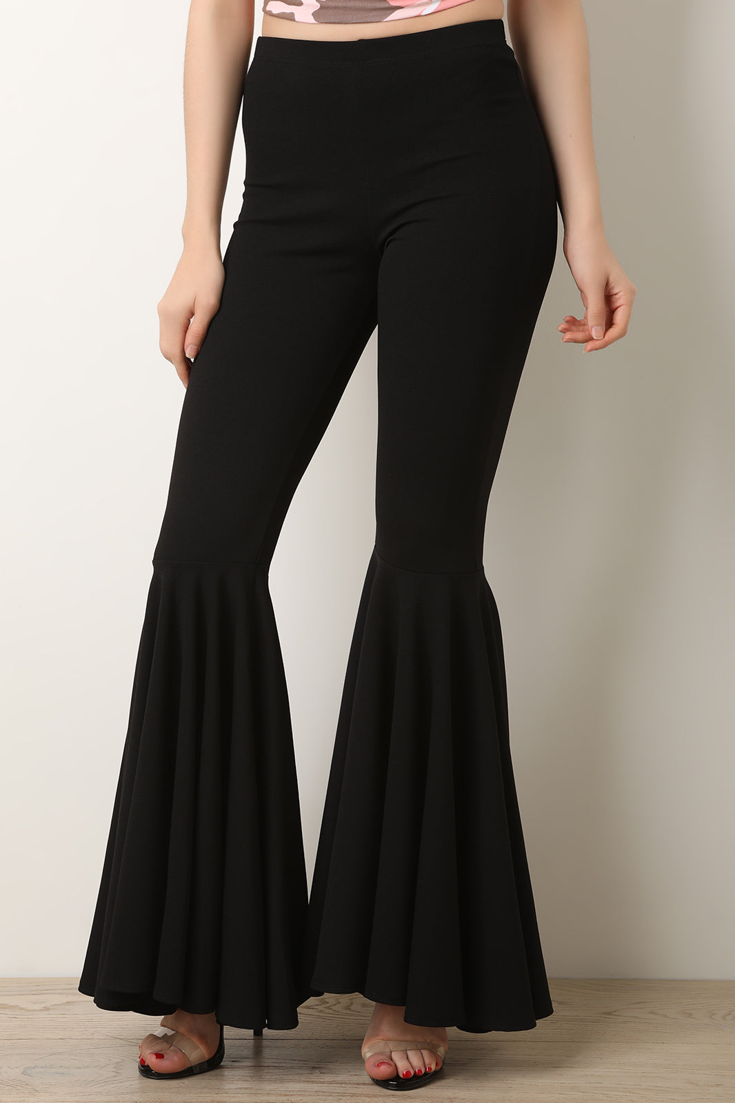 High Waist Ruffle Flared Pants - YuppyCollections