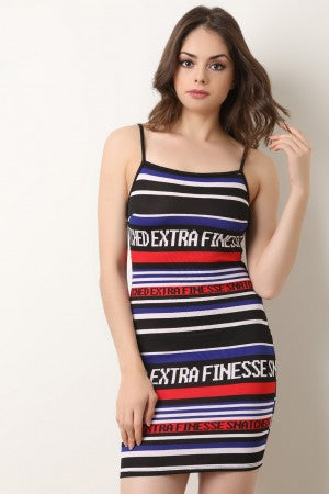 Extra Finesse Striped Bodycon Dress - YuppyCollections