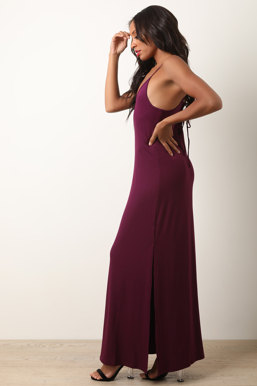 Lace-Up Back Maxi Dress - YuppyCollections