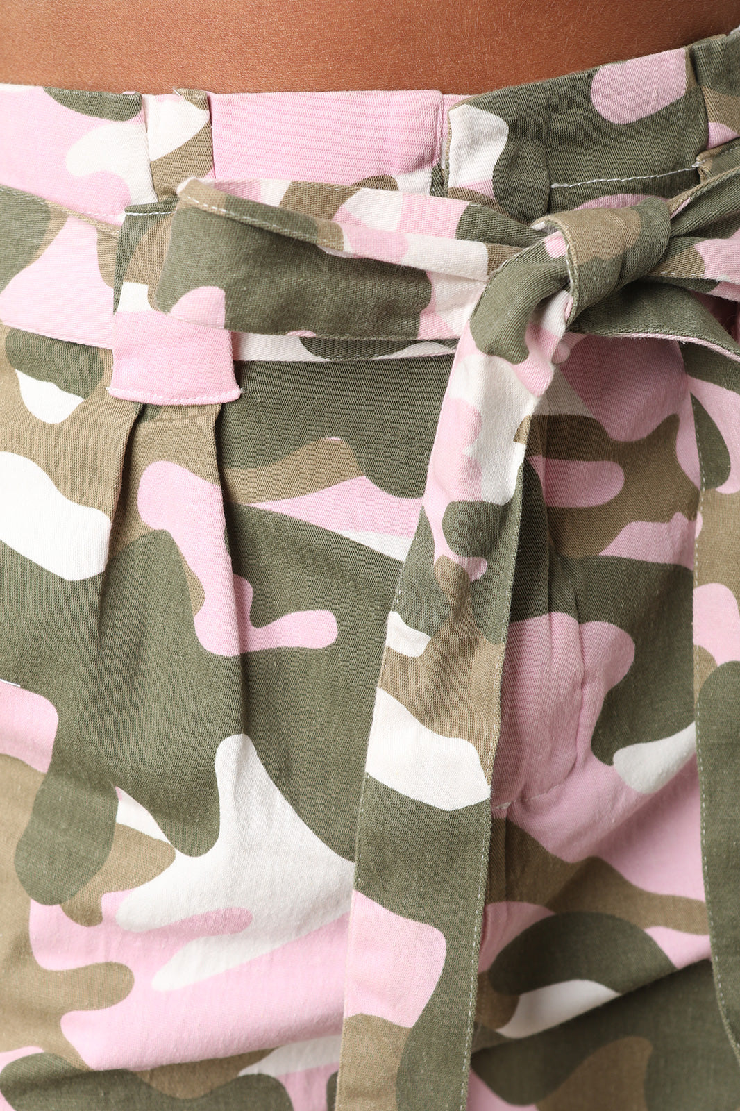 Pink Camo Paperbag Waist Pants - YuppyCollections