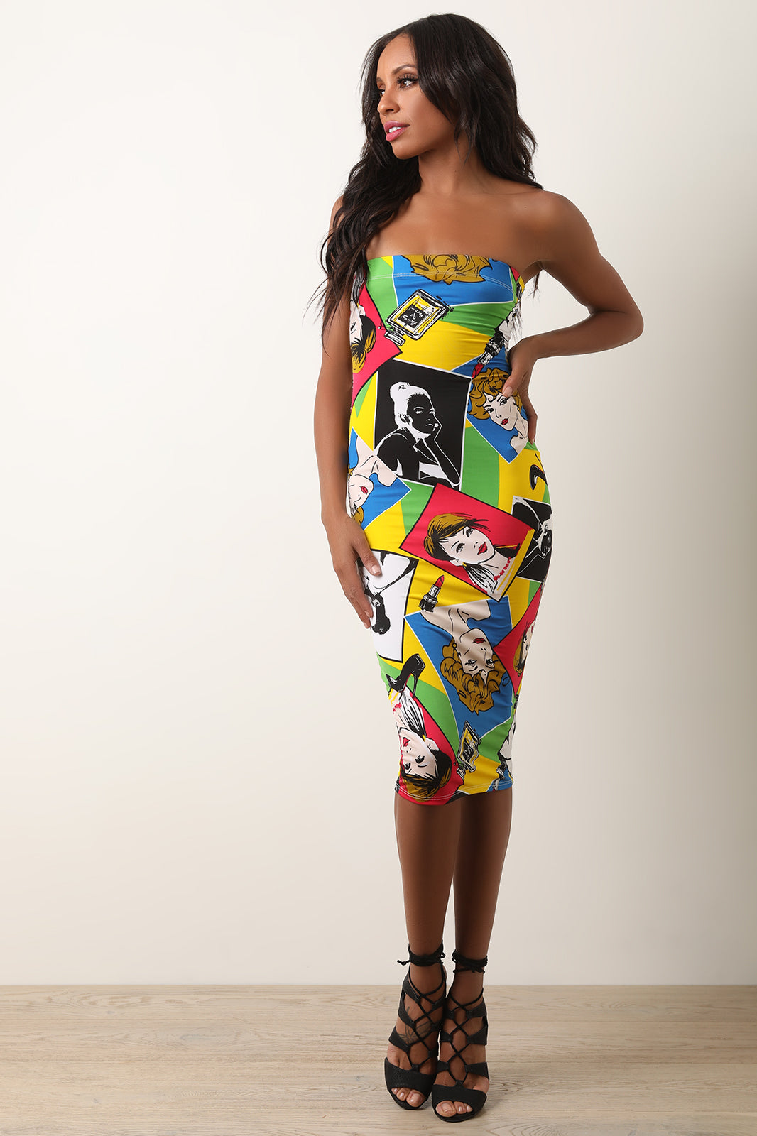 Headshot Pop Art Tube Midi Dress - YuppyCollections