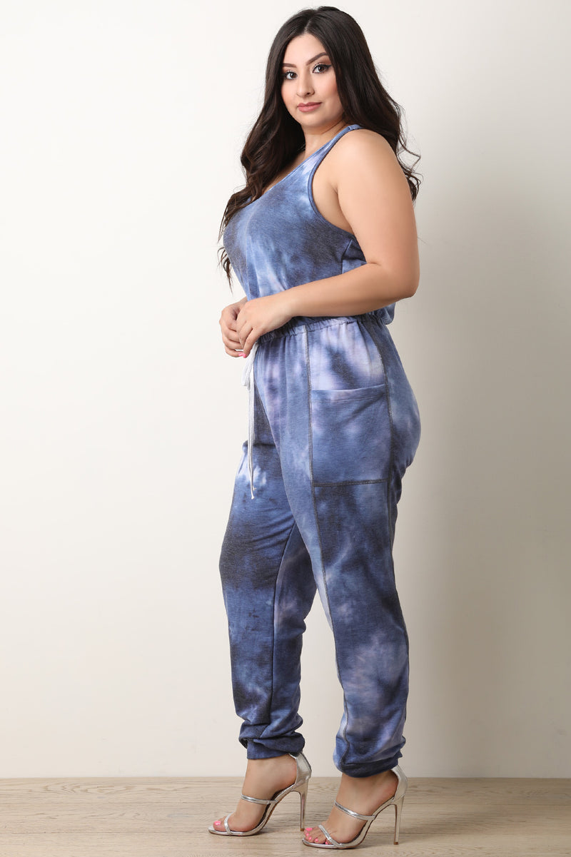 Tie Dye Soft Knit Racerback Jumpsuit - YuppyCollections