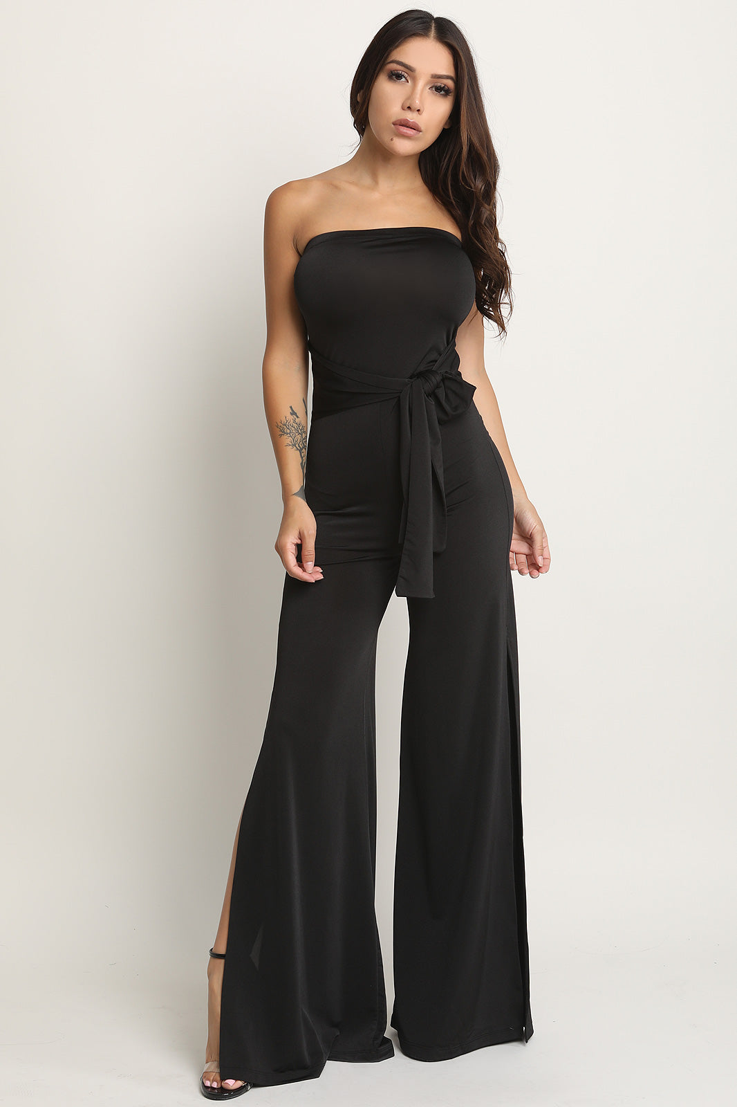 Slit Palazzo Tube Jumpsuit - YuppyCollections