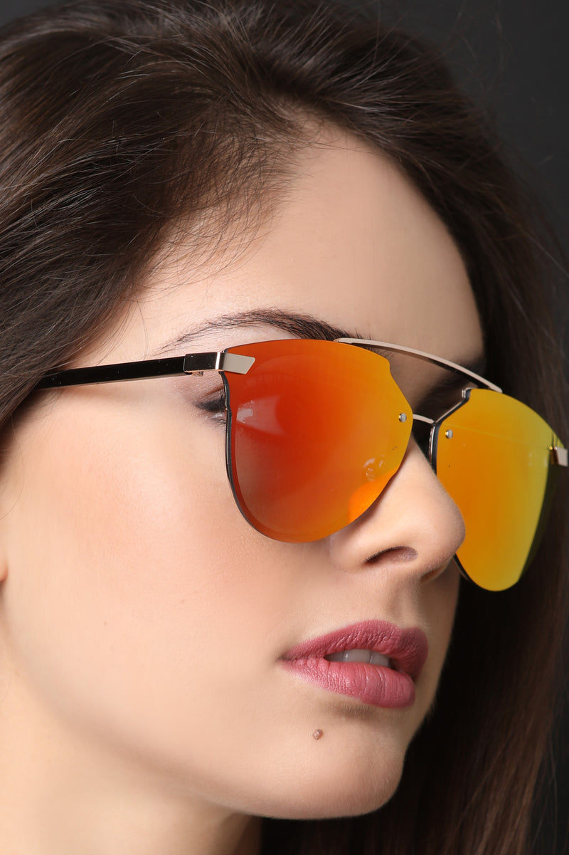 Double Metal Bridge Mirrored Sunglasses - YuppyCollections