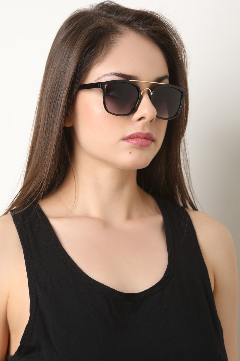 Metal Double Bridge Ombre Lenses Sunglasses - YuppyCollections