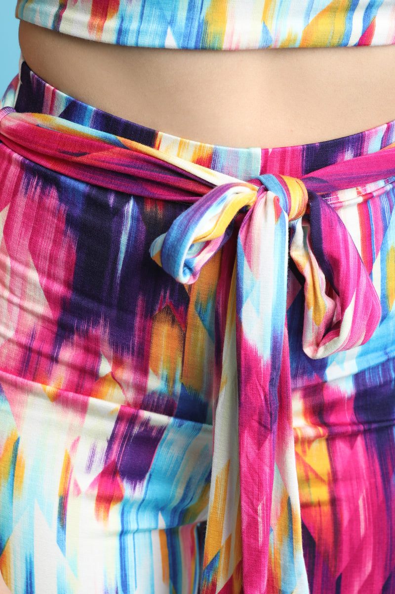 Colorful Abstract Bandeau with Palazzo Pants Set - YuppyCollections