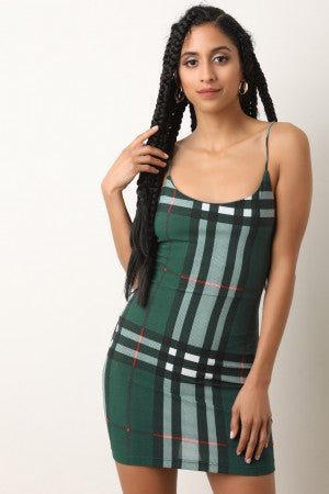 Classic Plaid Bodycon Mini Dress - YuppyCollections