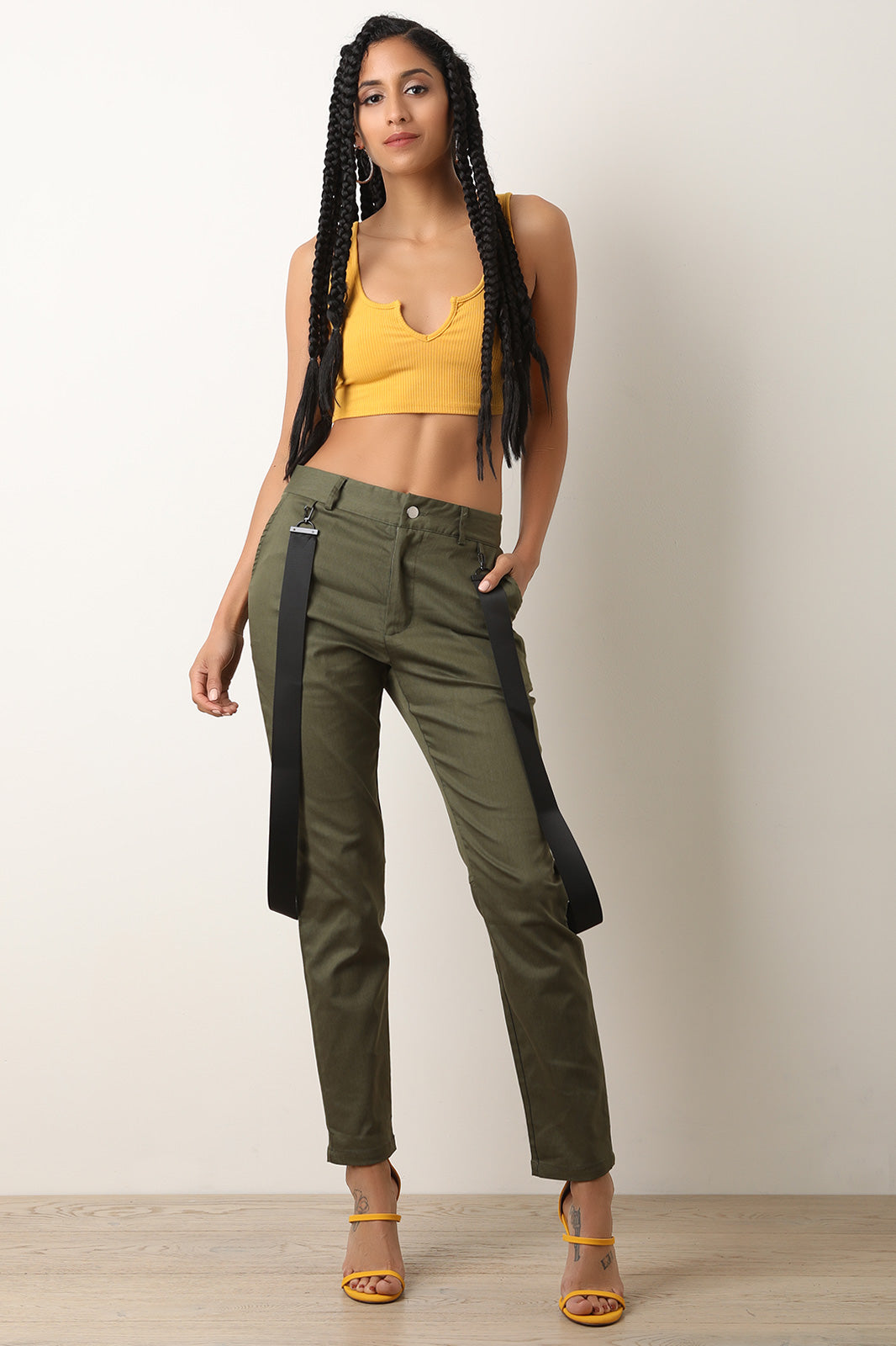 Suspender Accent Utility Pants - YuppyCollections