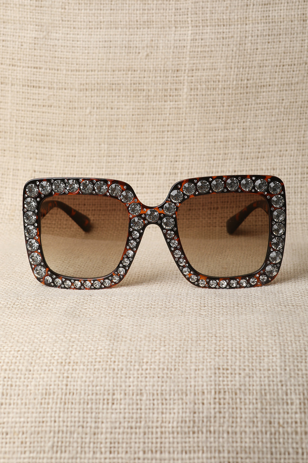 Rhinestone Trim Plastic Frame Oversized Sunglasses - YuppyCollections