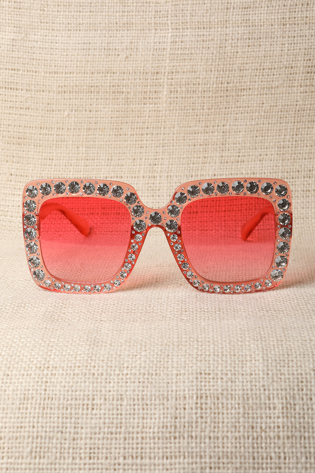 Rhinestone Trim Plastic Frame Oversized Sunglasses - YuppyCollections