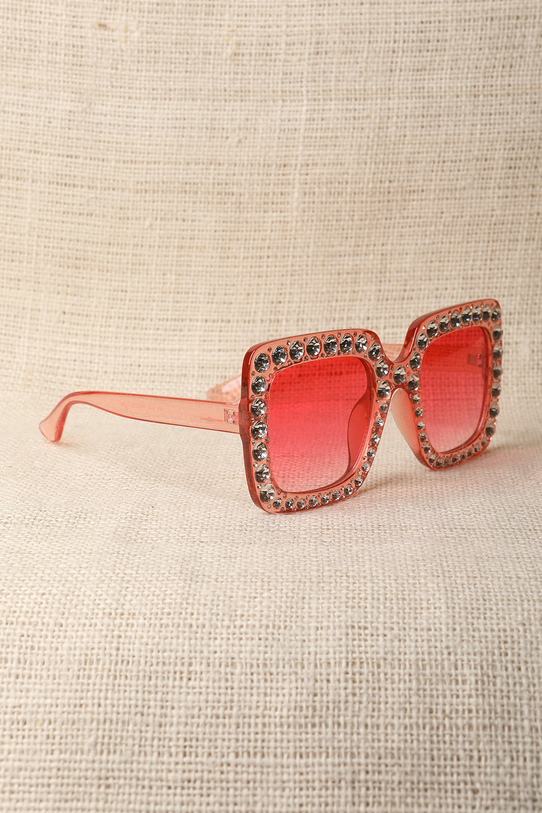 Rhinestone Trim Plastic Frame Oversized Sunglasses - YuppyCollections