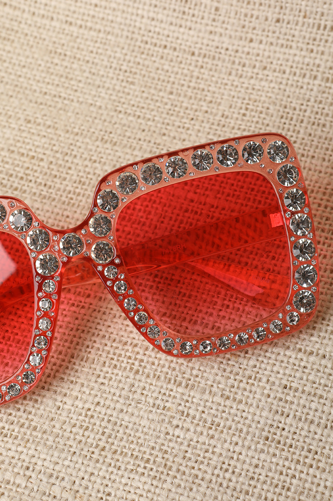 Rhinestone Trim Plastic Frame Oversized Sunglasses - YuppyCollections