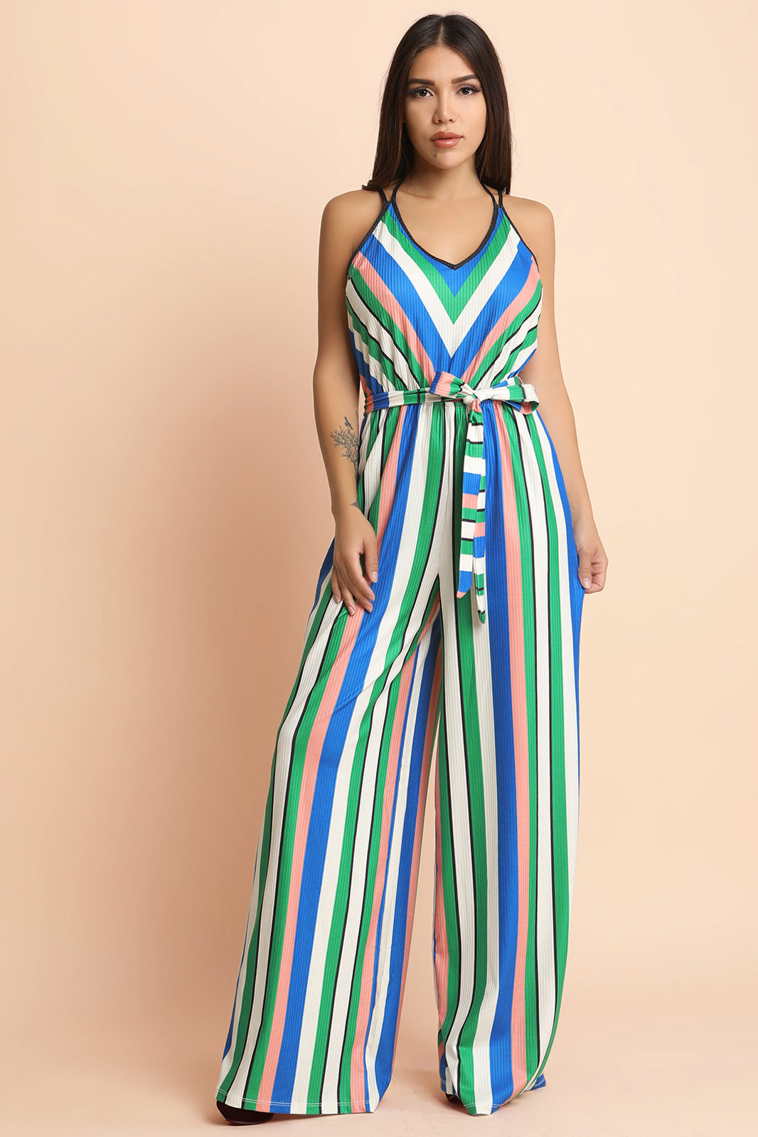 Palazzo Striped Jumpsuit - YuppyCollections