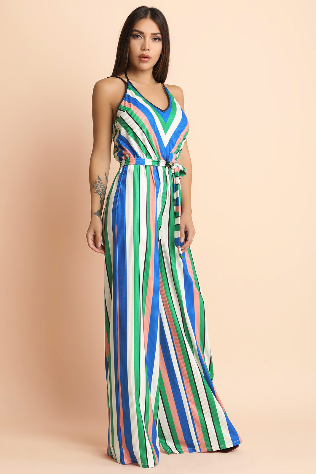 Palazzo Striped Jumpsuit - YuppyCollections