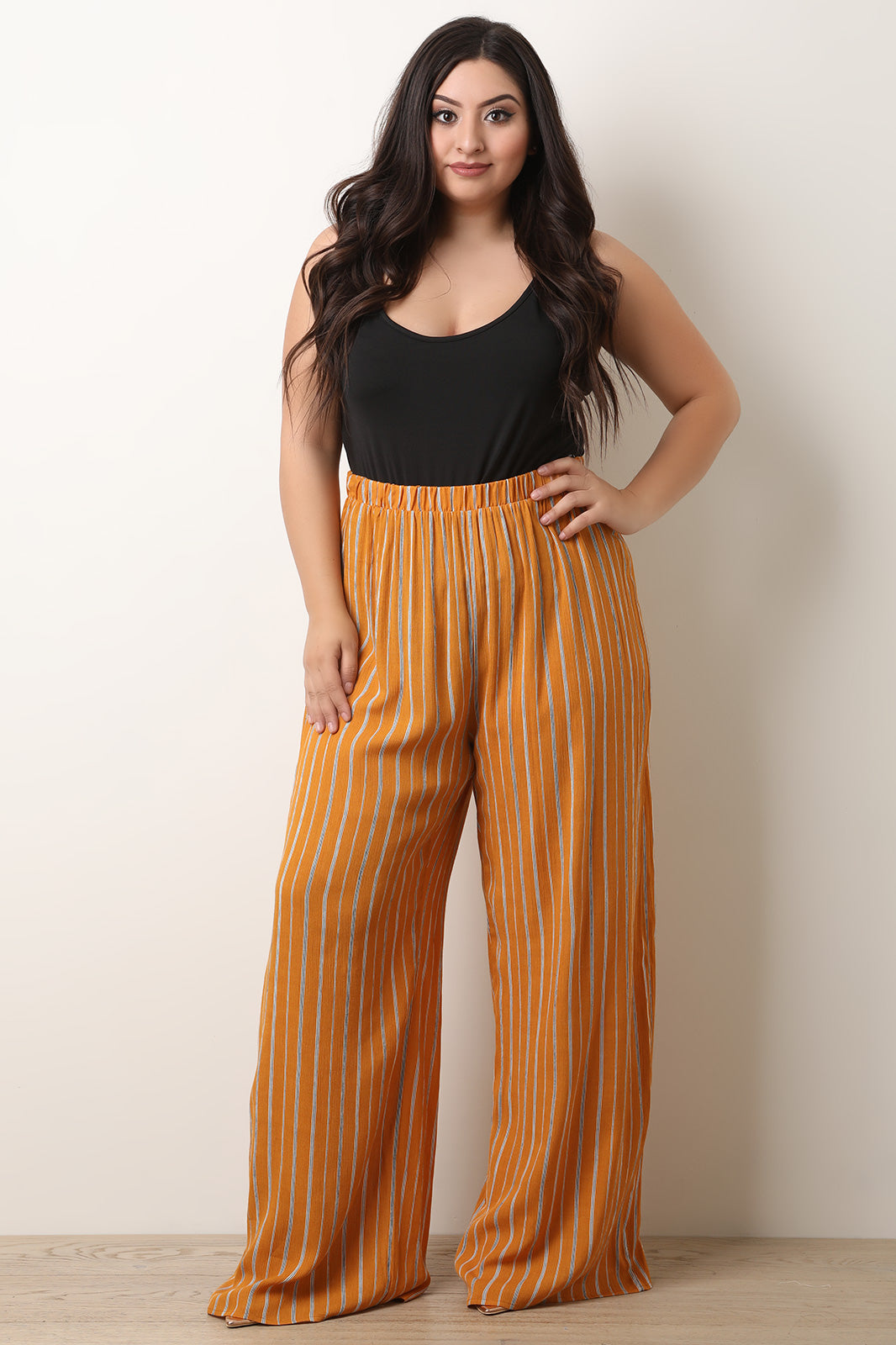 Vertical Striped Palazzo Pants - YuppyCollections