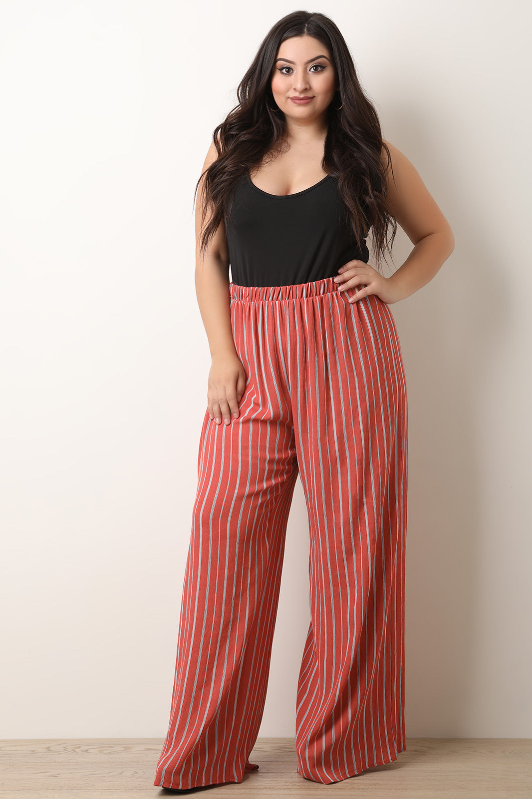 Vertical Striped Palazzo Pants - YuppyCollections