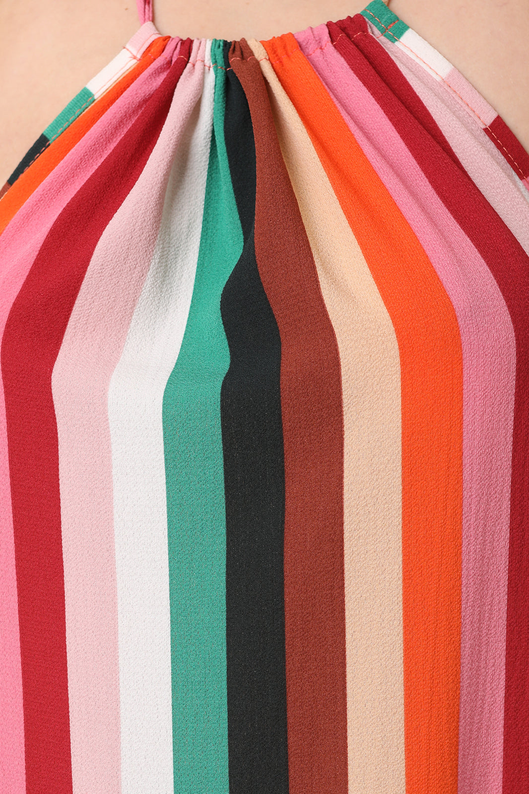 Colorful Stripe Sleeveless Halter Maxi Dress - YuppyCollections