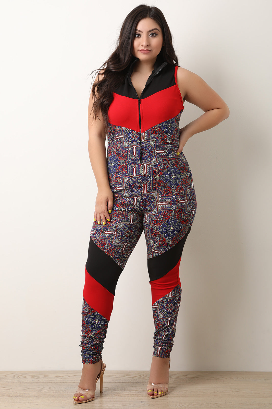 Moroccan Print Racer Jumpsuit - YuppyCollections