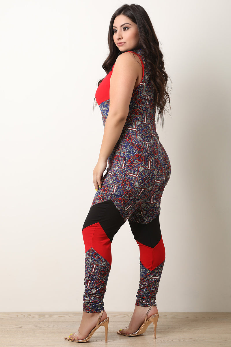 Moroccan Print Racer Jumpsuit - YuppyCollections