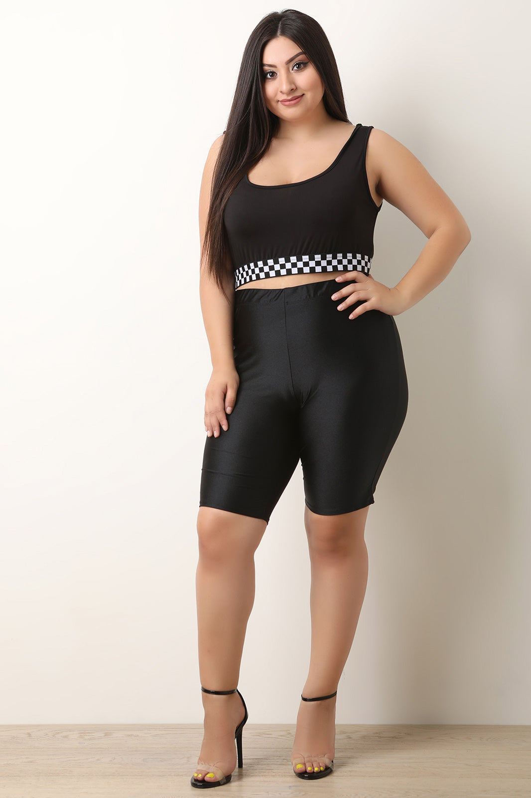 Shiny Knit High Rise Biker Shorts - YuppyCollections