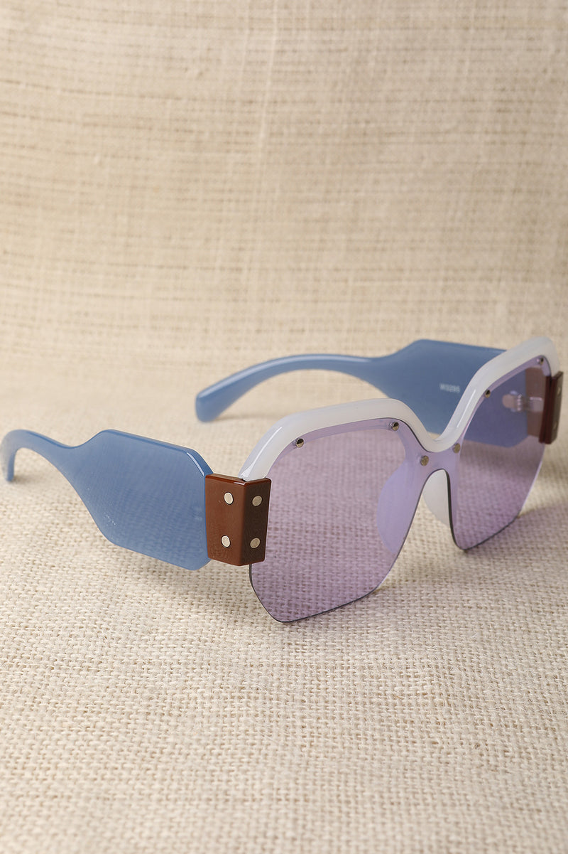 Oversized Semi-Rimless Colorblock Sunglasses - YuppyCollections