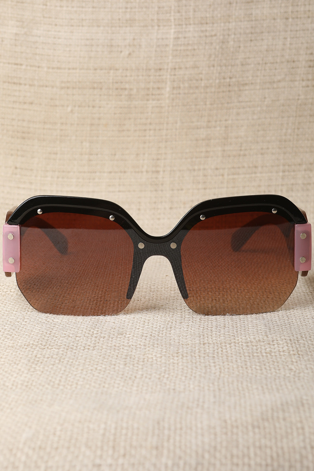 Oversized Semi-Rimless Colorblock Sunglasses - YuppyCollections