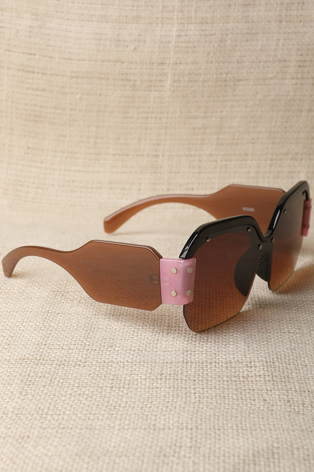 Oversized Semi-Rimless Colorblock Sunglasses - YuppyCollections