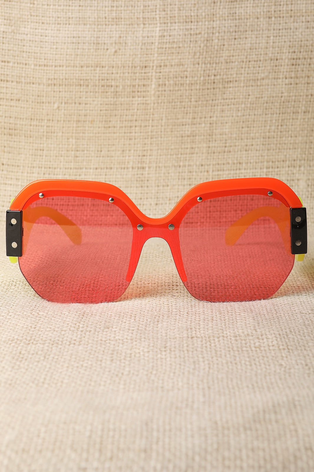 Oversized Semi-Rimless Colorblock Sunglasses - YuppyCollections