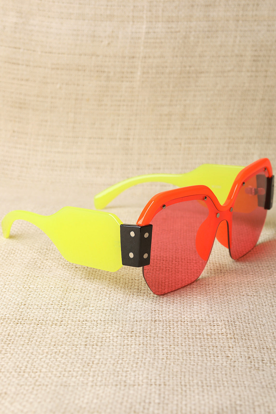 Oversized Semi-Rimless Colorblock Sunglasses - YuppyCollections