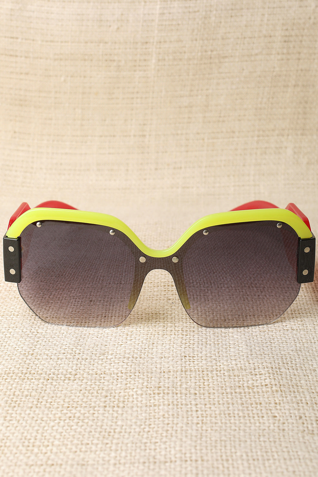 Oversized Semi-Rimless Colorblock Sunglasses - YuppyCollections